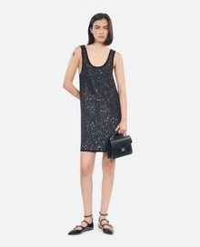 Sequin Knit Short Dress | Women | Black