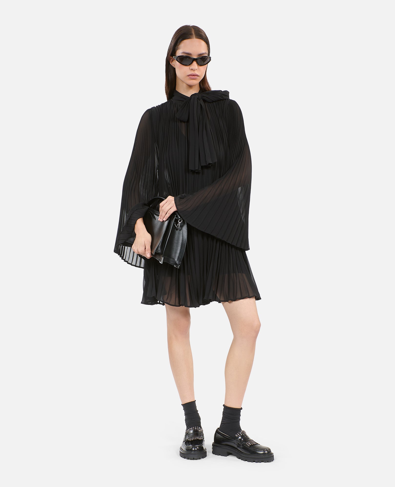 Short Pleated Dress | Women | Black