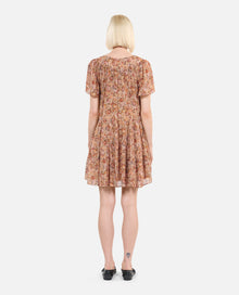 Floral Print Short Dress | Women | Camel x Brown