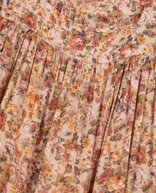 Floral Print Short Dress | Women | Camel x Brown