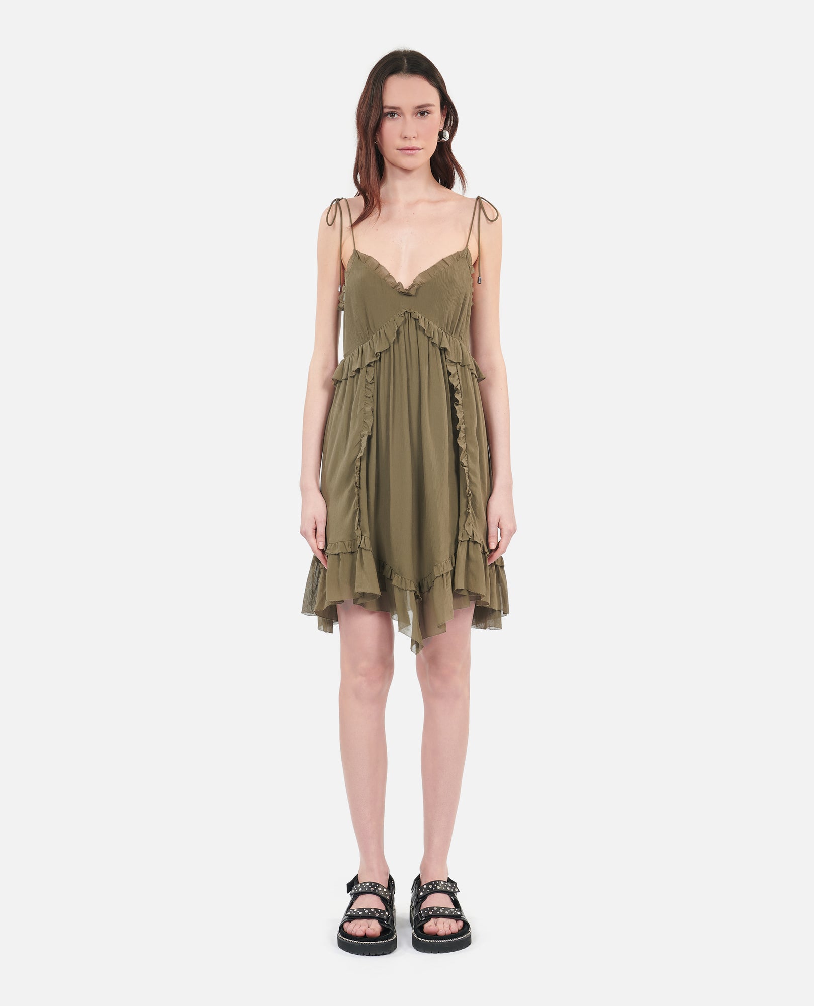 Short Silk Dress | Women | Khaki