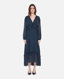 Long Silk Dress | Women | Navy Blue