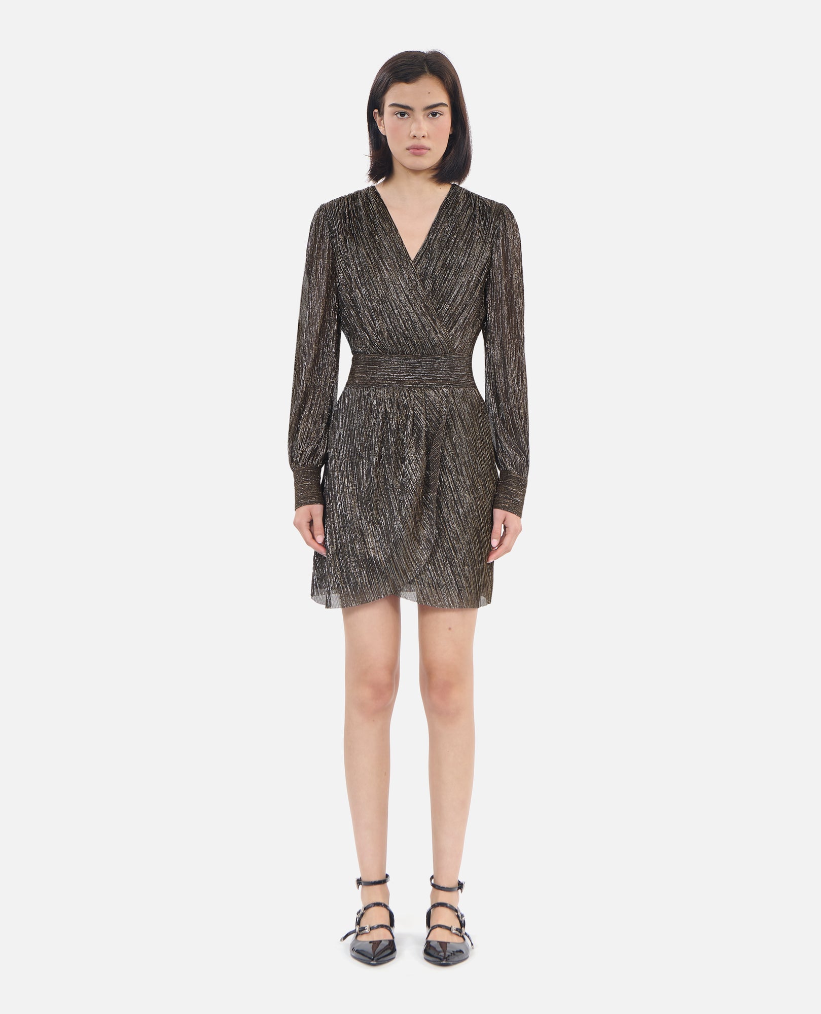 Metallic Jersey Short Dress | Women | Bronze