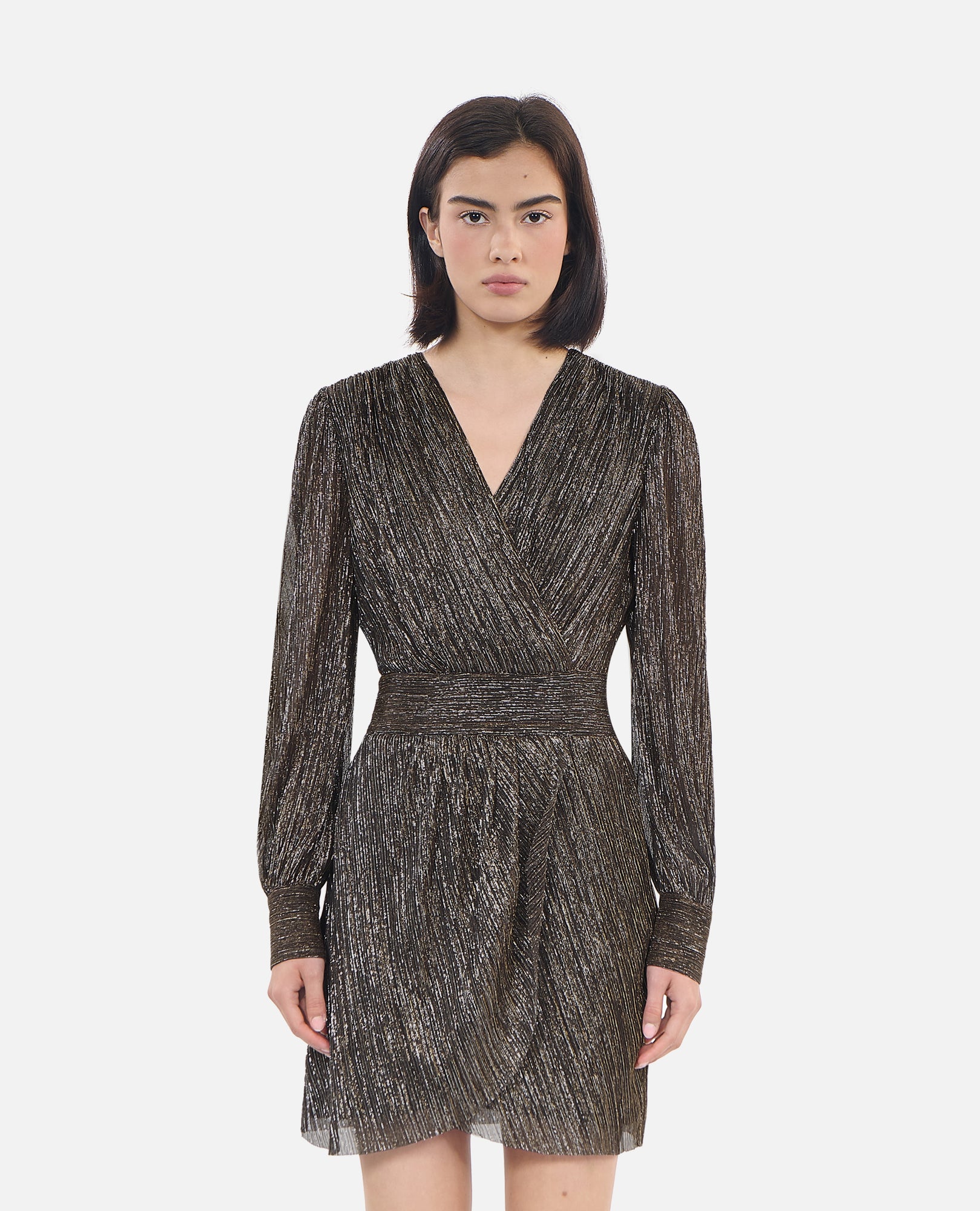 Metallic Jersey Short Dress | Women | Bronze