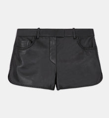 Leather Shorts With Studs | Women | Black