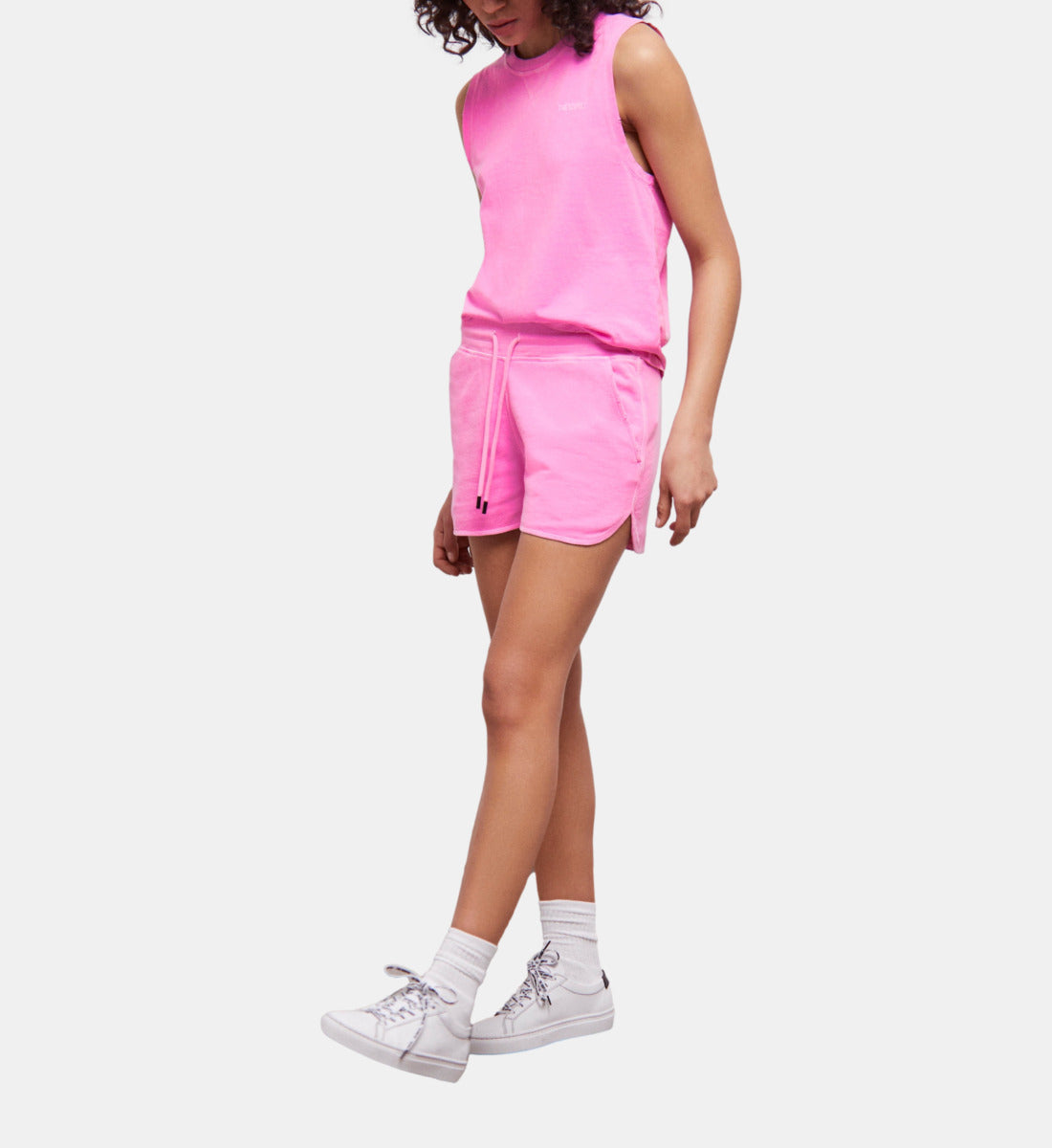 Fluorescent Fleece Shorts With Logo | Women | Fluo Pink