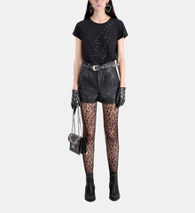 Leather Shorts With Studs | Women | Black