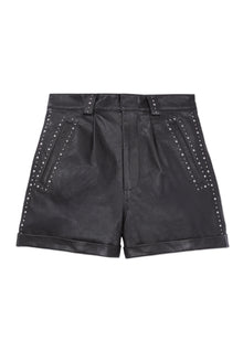 Leather Shorts With Studs | Women | Black