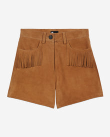 Leather Shorts With Fringes | Women | Camel