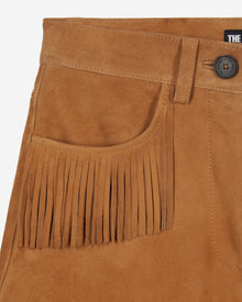 Leather Shorts With Fringes | Women | Camel