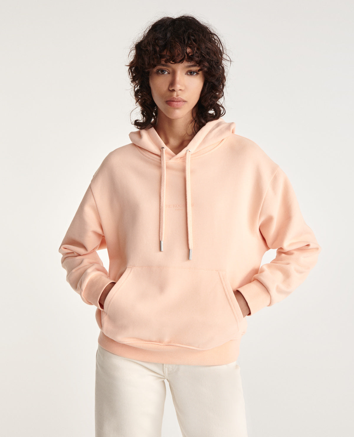 Cotton Coral Hoodie W/Logo In Middle | Women | Prairie Sunset