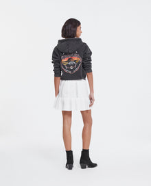 Printed Sweatshirt With Eagle And Logo | Women | Black Washed