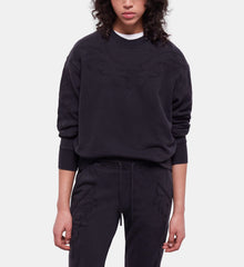 Sweatshirt With Western-Style Embroidery | Women | Black Washed