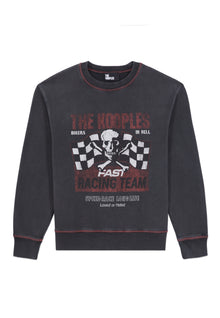 Sweatshirt With Racing Skull Serigraphy | Women | Black Washed