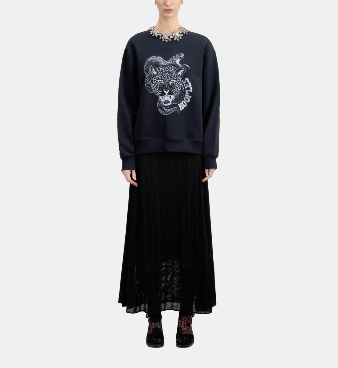 Sweatshirt With Snake Leopard Serigraphy | Women | Black