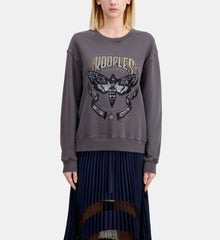 Gray Sweatshirt With Skull Butterfly Serigraphy | Women | Carbone