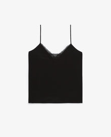 Silk Camisole With V-Neck And Lace Back | Women | Black