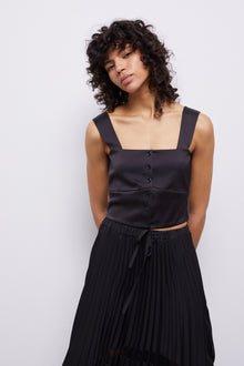 Short Satin Top With Buttoning | Women | Black