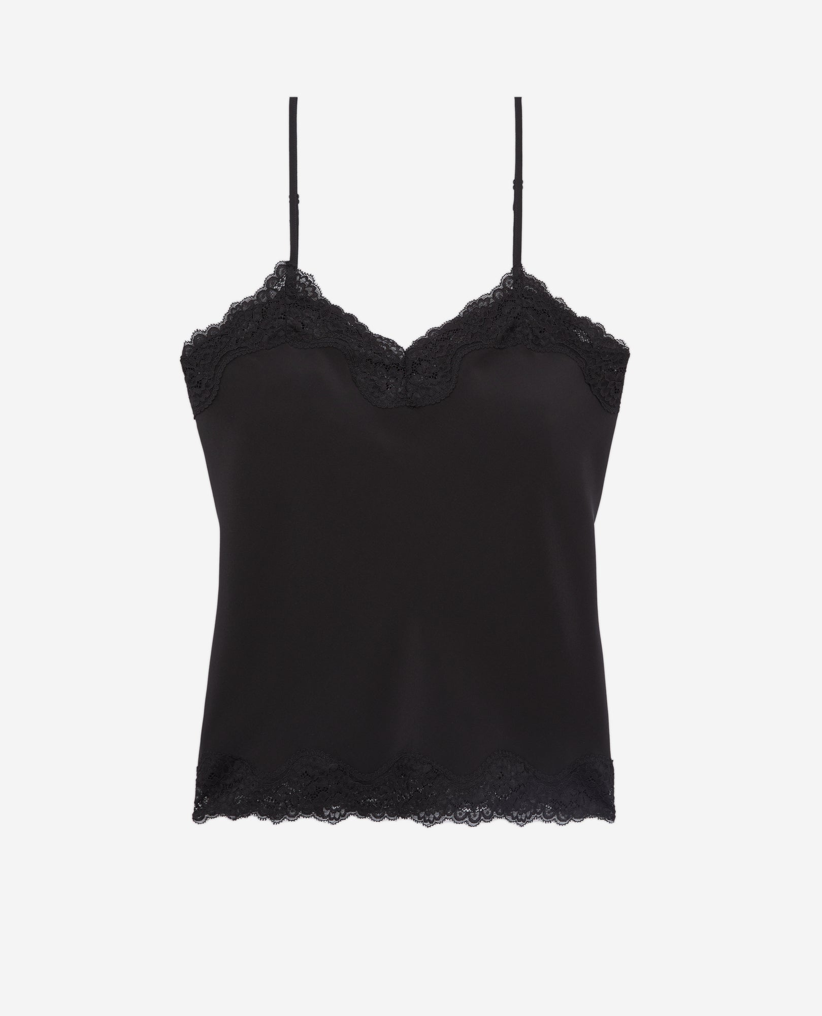 Silk Camisole With Lace Details | Women | Black