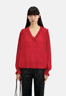 Red Top With Shirring | Women | Light Burgundy