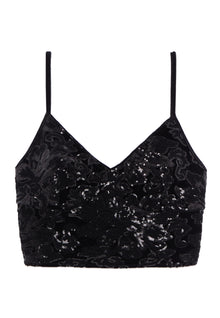 Velvet Cropped Top With Sequins | Women | Black