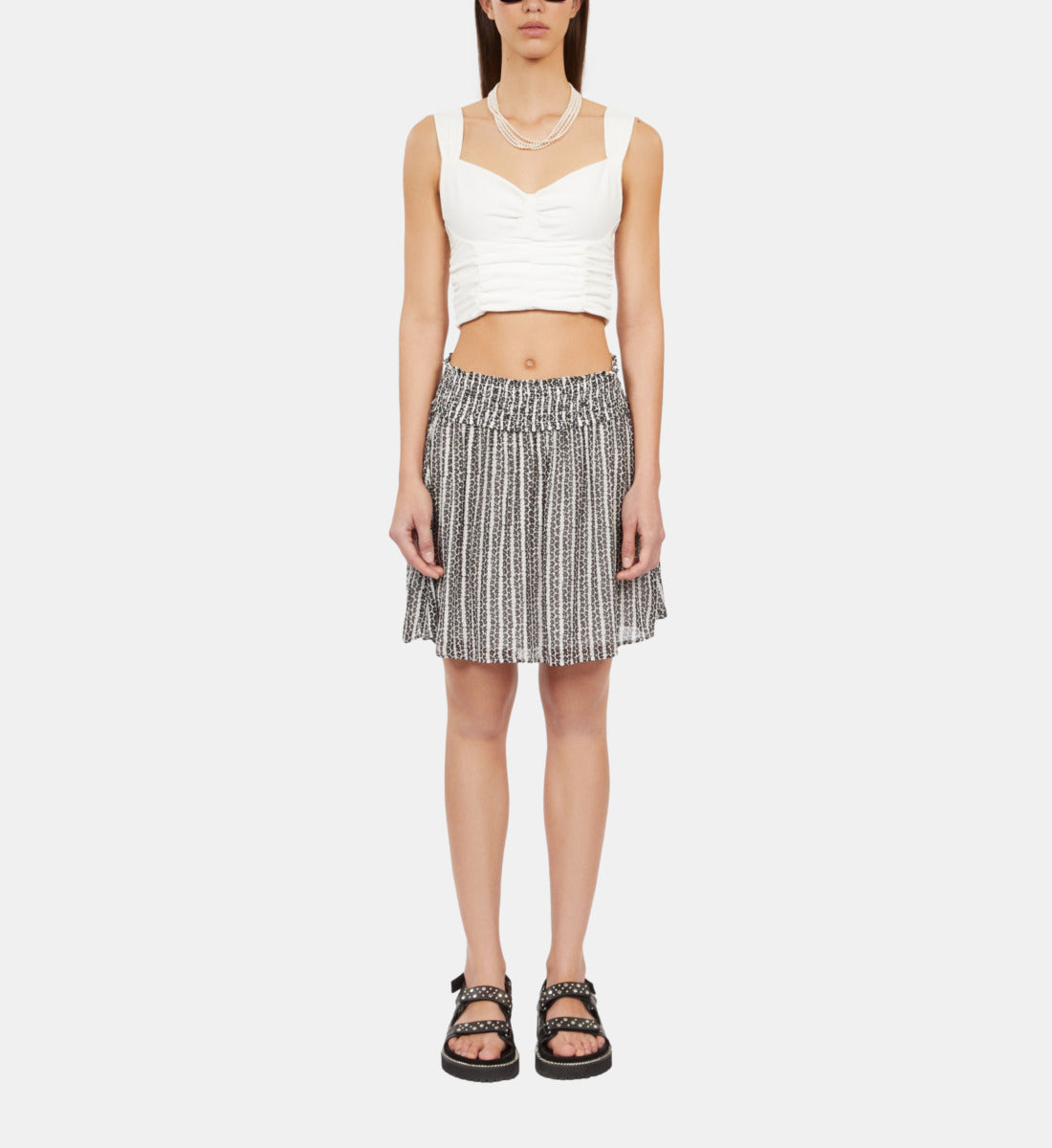 Short Top With Draping | Women | Ecru