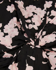 Floral Print Top With Draping Front Twist | Women | Black x Pink