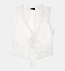 Sleeveless Top With Lace | Women | Ecru