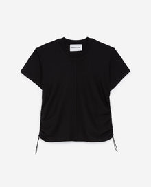 Cotton T-Shirt With Gathering | Women | Black