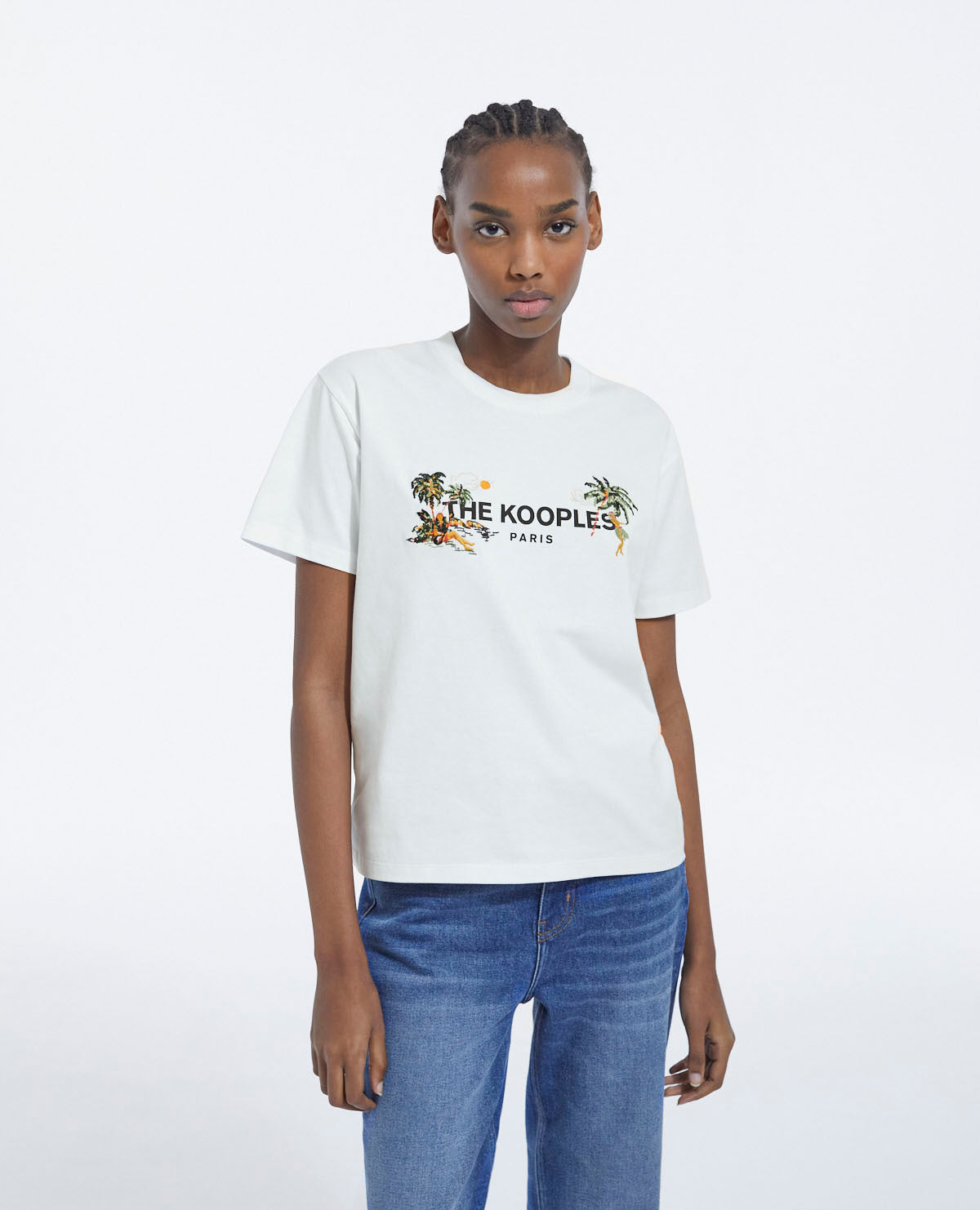 Embroidered T-Shirt With The Kooples Logo | Women | White