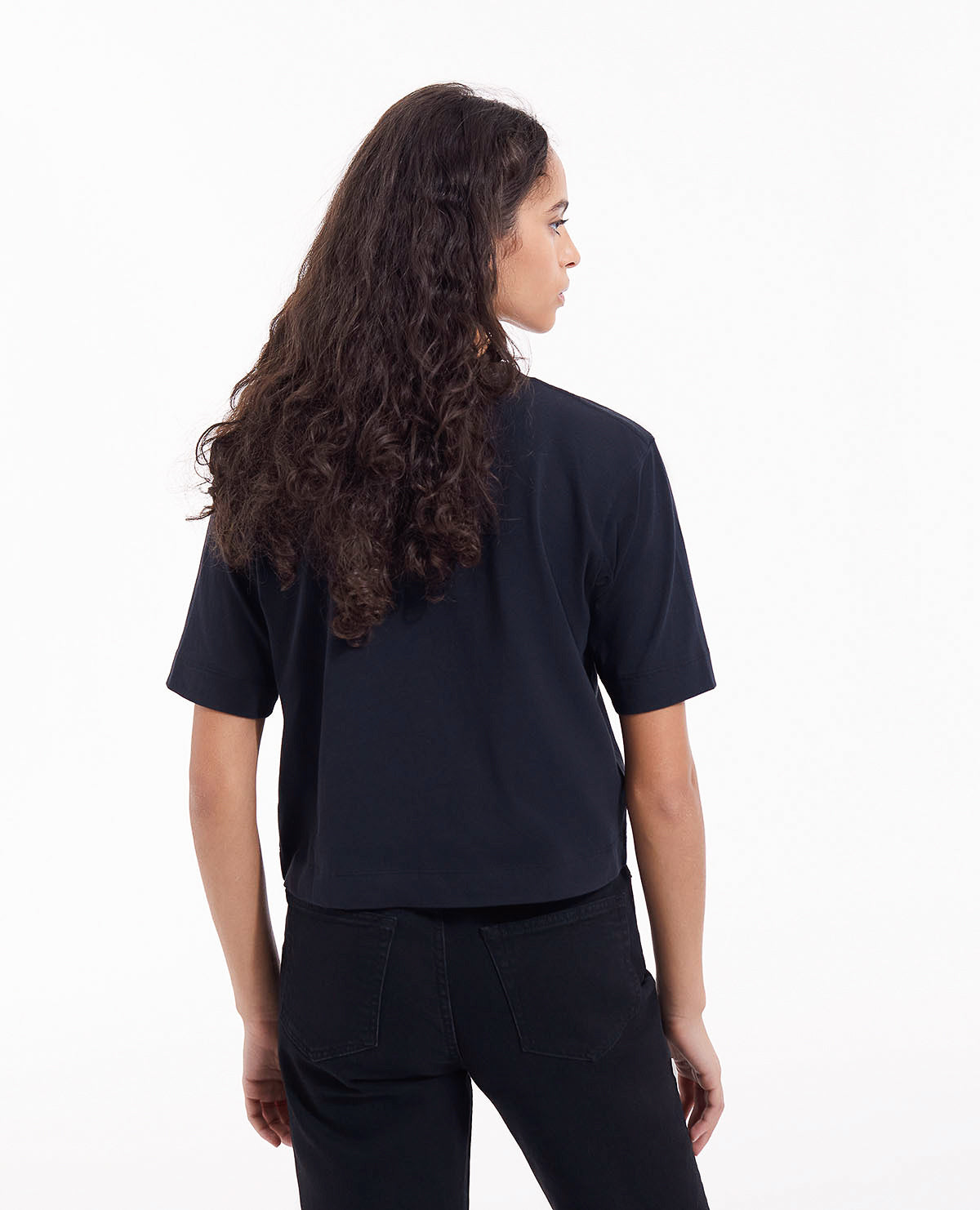 Cotton T-Shirt W/ Matchstick Embroidery | Women | Black