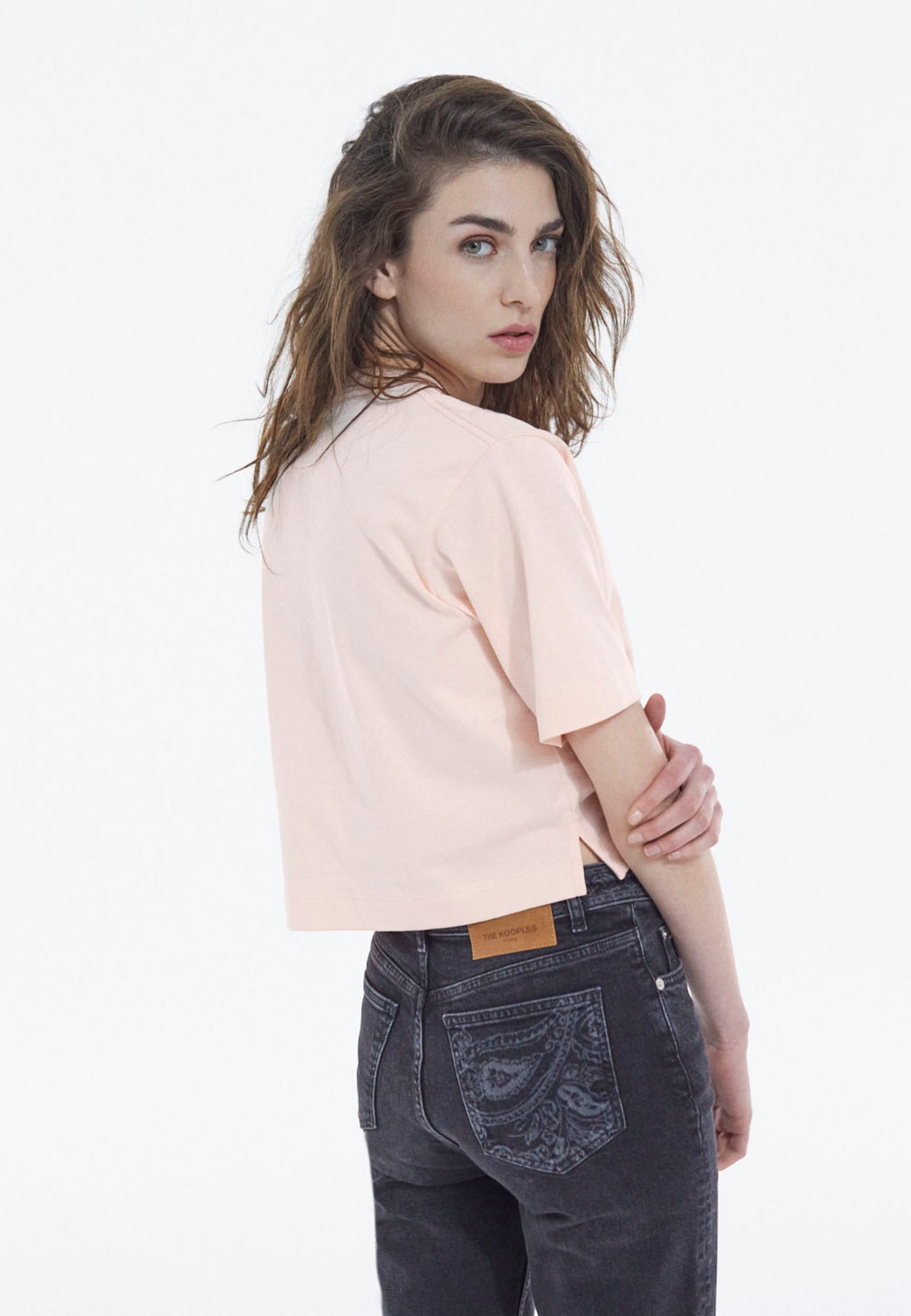 Pink Cotton Embroidered T-Shirt W/ Crew Neck | Women | Blush