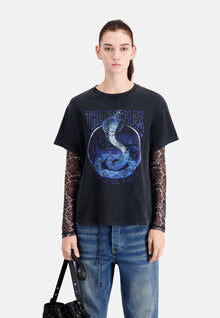 T-Shirt With Cobra Serigraphy | Women | Black Blue