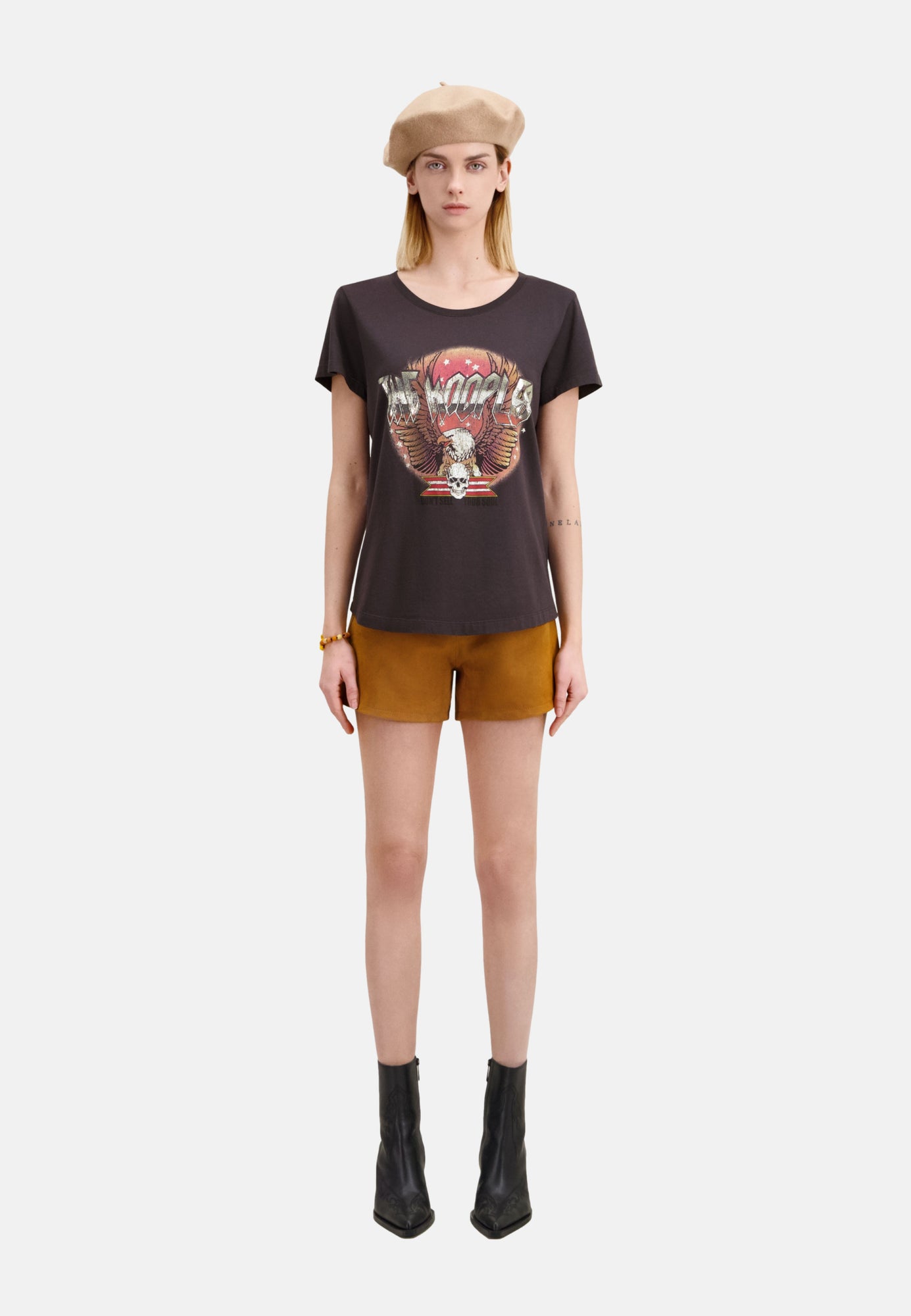 Grey T-Shirt With Rock Eagle Serigraphy | Women | Carbone