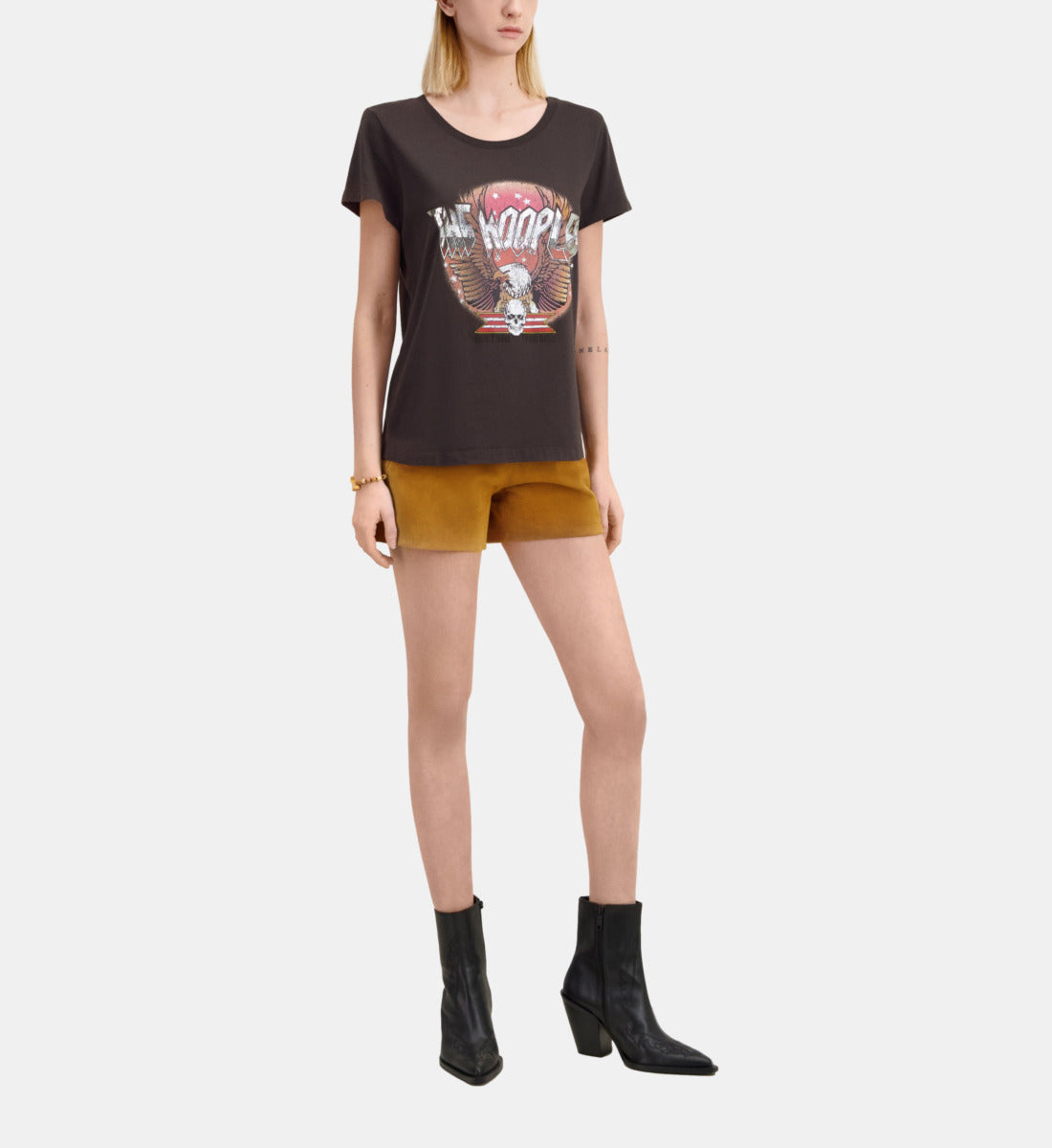 Grey T-Shirt With Rock Eagle Serigraphy | Women | Carbone