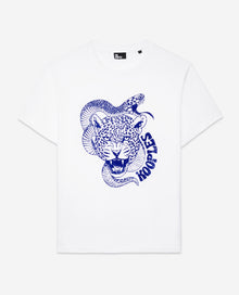 T-Shirt With Snake Leopard Flocking | Women | White