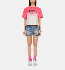 Gradient T-Shirt With Venice Serigraphy | Women | Retro Pink