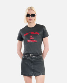 Leather Pretty Creative Serigraphy T-Shirt | Women | Black