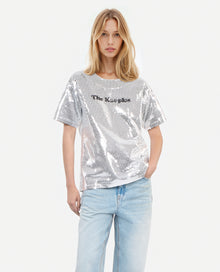 Silver Sequined T-Shirt | Women | Sequins