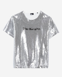 Silver Sequined T-Shirt | Women | Sequins