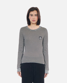 Long-Sleeved Striped T-Shirt | Women | Black x White