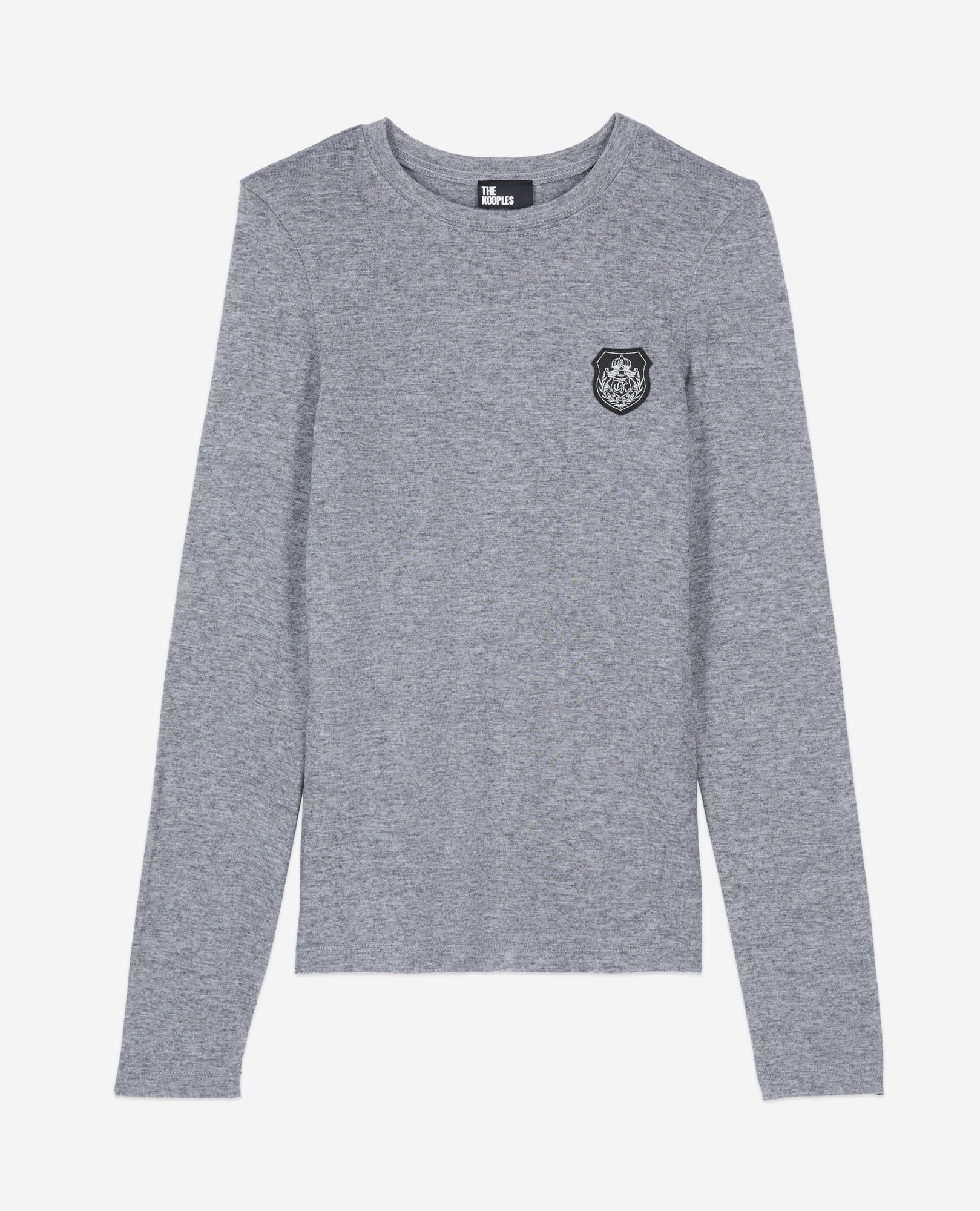 Long Sleeved Printed T-Shirt | Women | Grey Melange