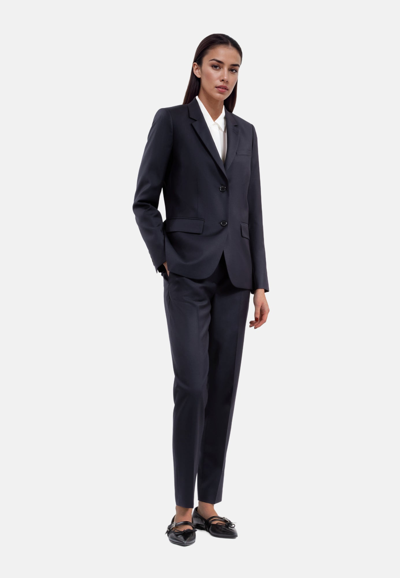 Wool Suit Jacket Cinched Cut | Women | Navy Blue