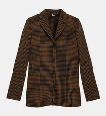 Wool Jacket With Houndstooth Motif | Women | Black Brown