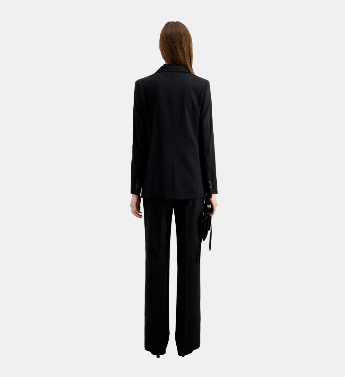 Striped Wool-Blend Suit Jacket | Women | Black x White