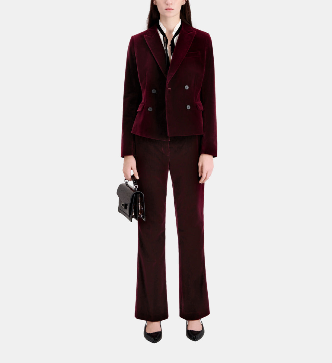 Short Velvet Suit Jacket | Women | Burgundy