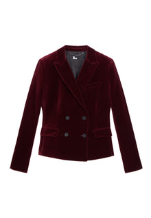 Short Velvet Suit Jacket | Women | Burgundy