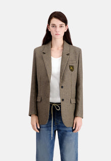 Checkered Blazer | Women | Beige x Brown