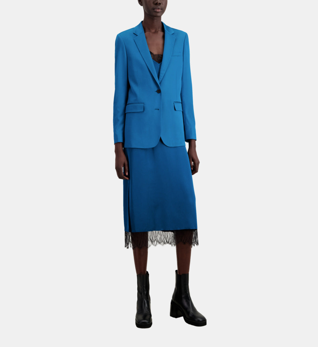 Satin Suit Blazer | Women | Deep Blue