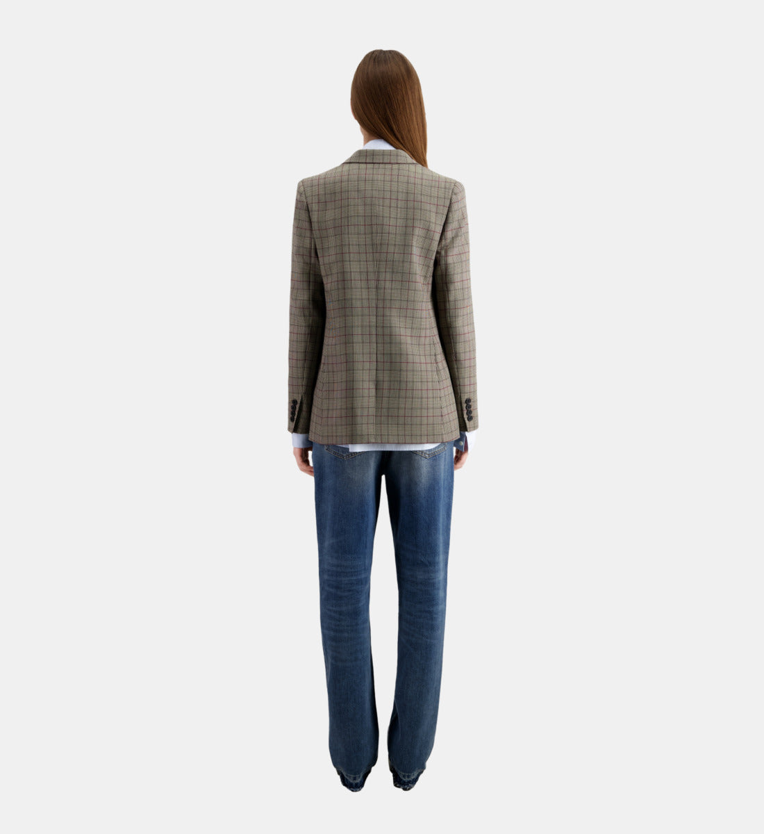 Beige And Prince Of Wales Blazer | Women | Ecru x Black x Burgundy